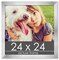 24x24 Silver Wood Picture Square Frame - UV Acrylic, Foam Board Backing, Hanging Hardware